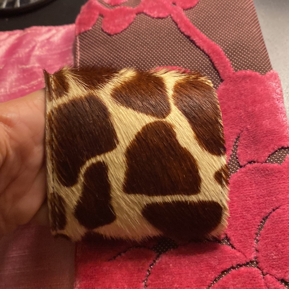 Giraffe Print Leather Calfhair Cuff